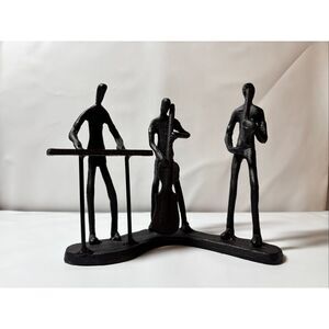 Metal Art Brutalist Sculpture of Jazz Band Musicians Saxophone Keyboard Double B